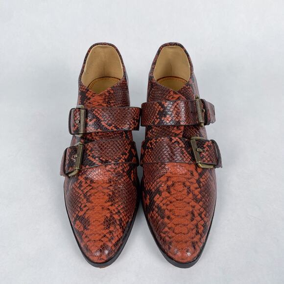 Splendid Carla Snakeskin Ankle Buckle Booties 7.5 - Picture 4 of 7